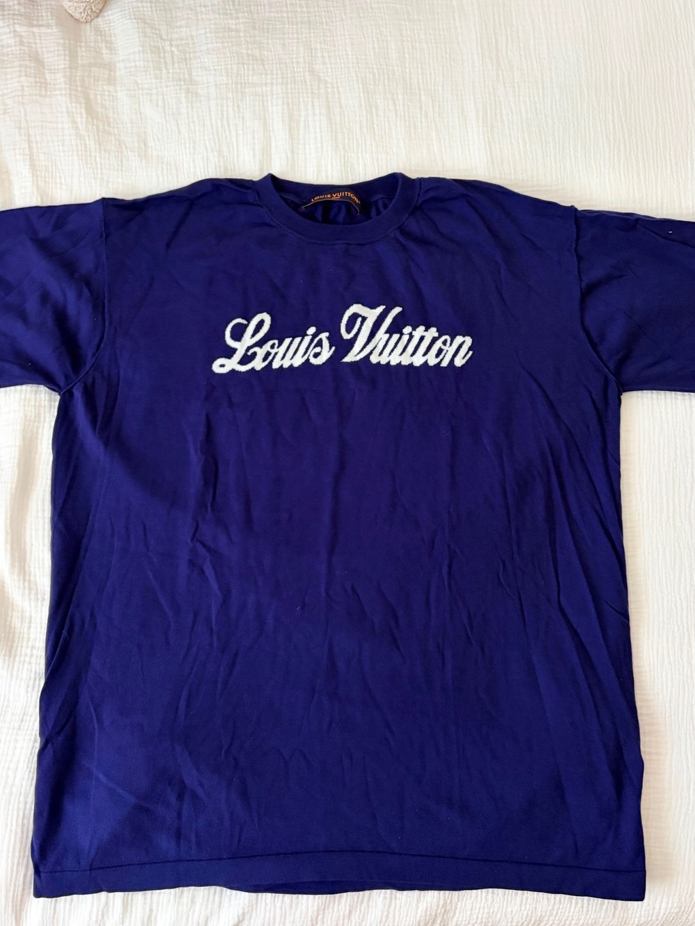 Louis Vuitton Royal Blue Script Logo Crewneck Tee